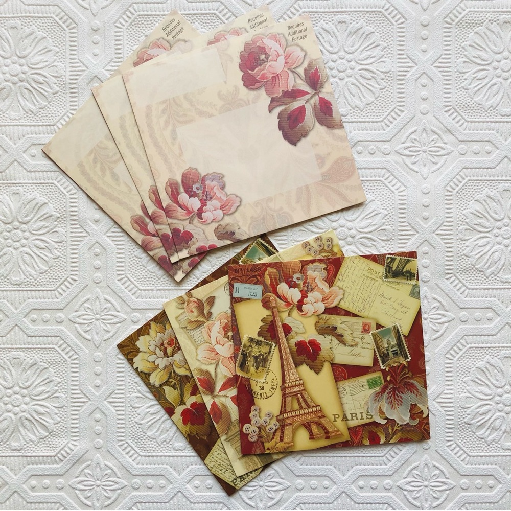 French Parisian Stationery Cards 6 pc